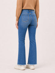 High-Rise Raw-Hem Micro-Flare Jeans
