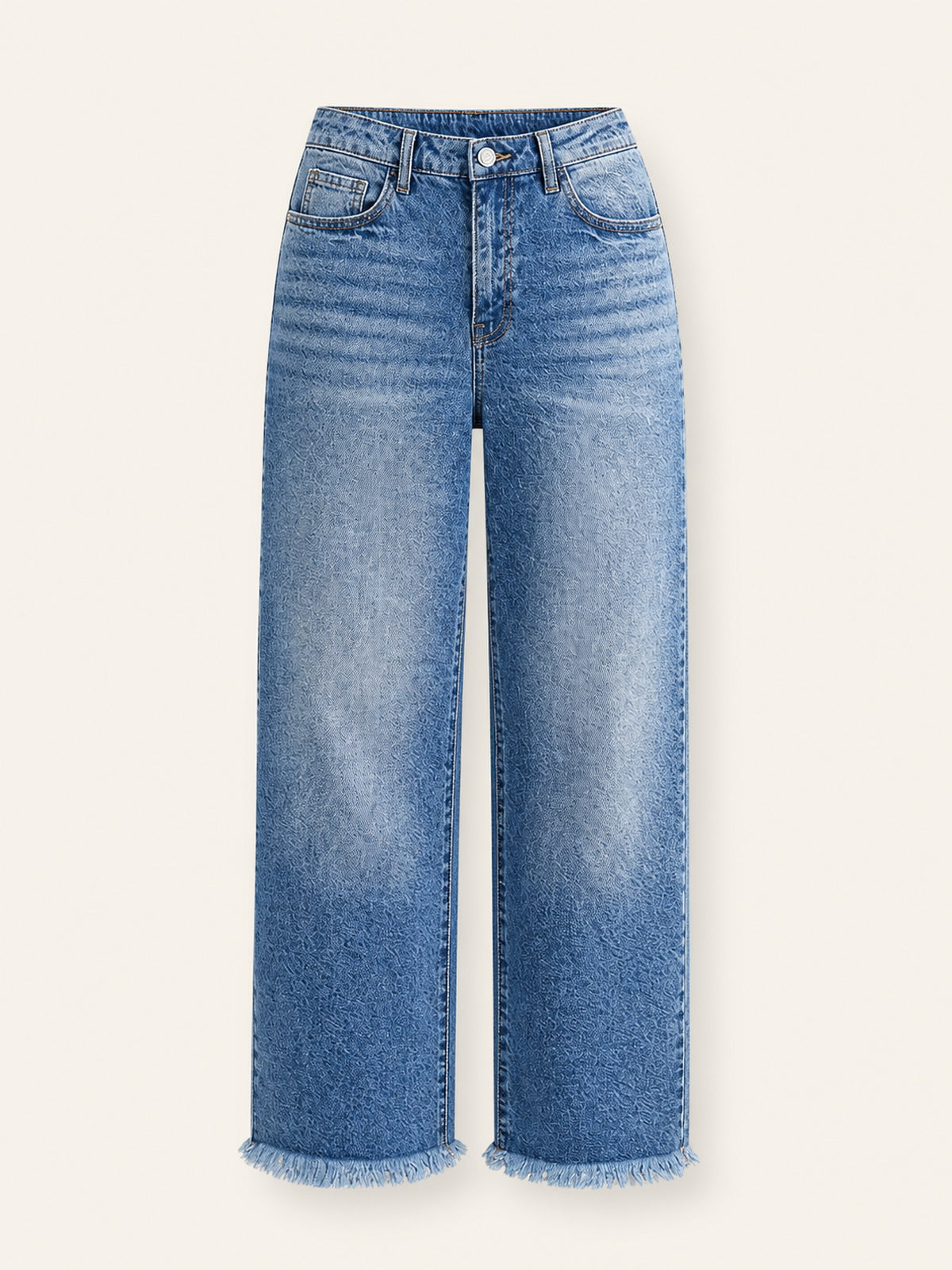 High-Rise Raw-Hem Micro-Flare Jeans