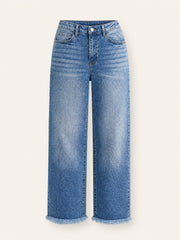 High-Rise Raw-Hem Micro-Flare Jeans
