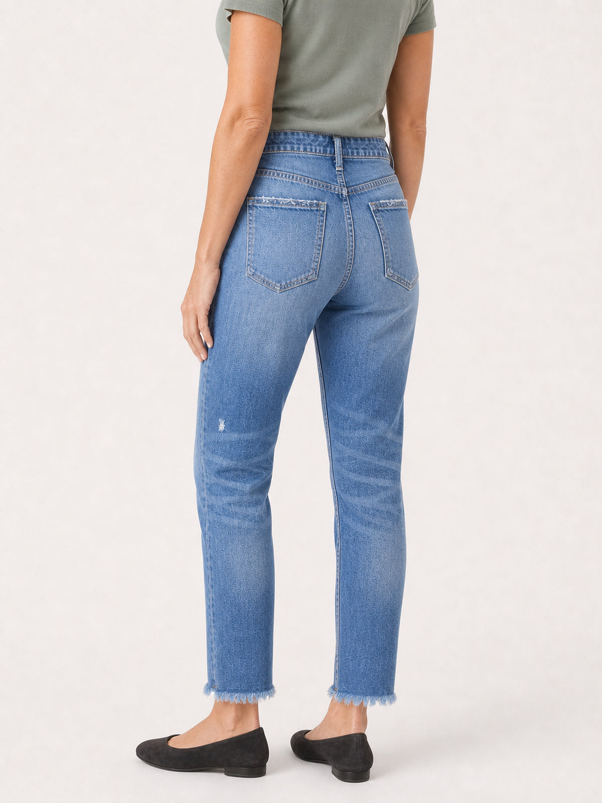 Distressed Raw-Hem Slim Straight Jeans