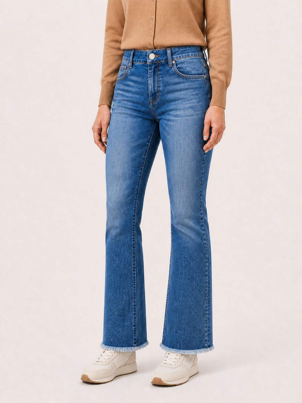 High-Rise Raw-Hem Micro-Flare Jeans