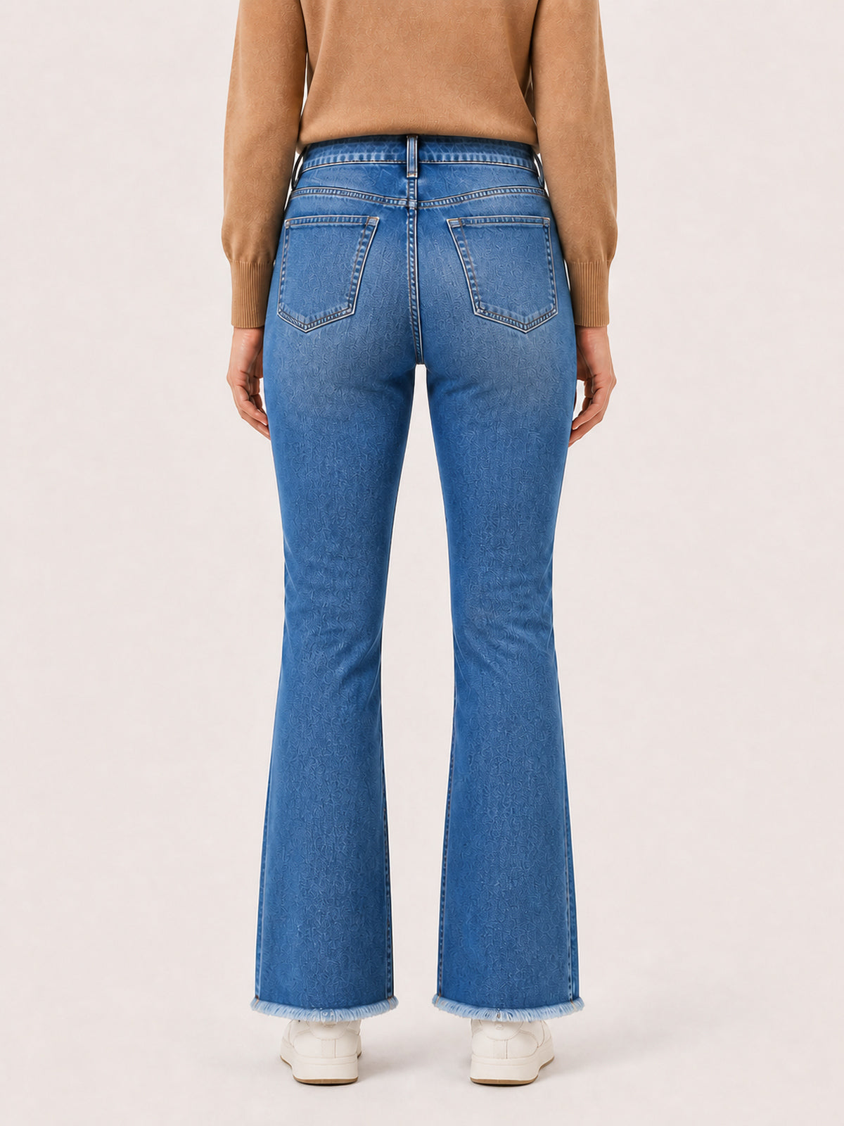 High-Rise Raw-Hem Micro-Flare Jeans