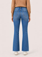 High-Rise Raw-Hem Micro-Flare Jeans