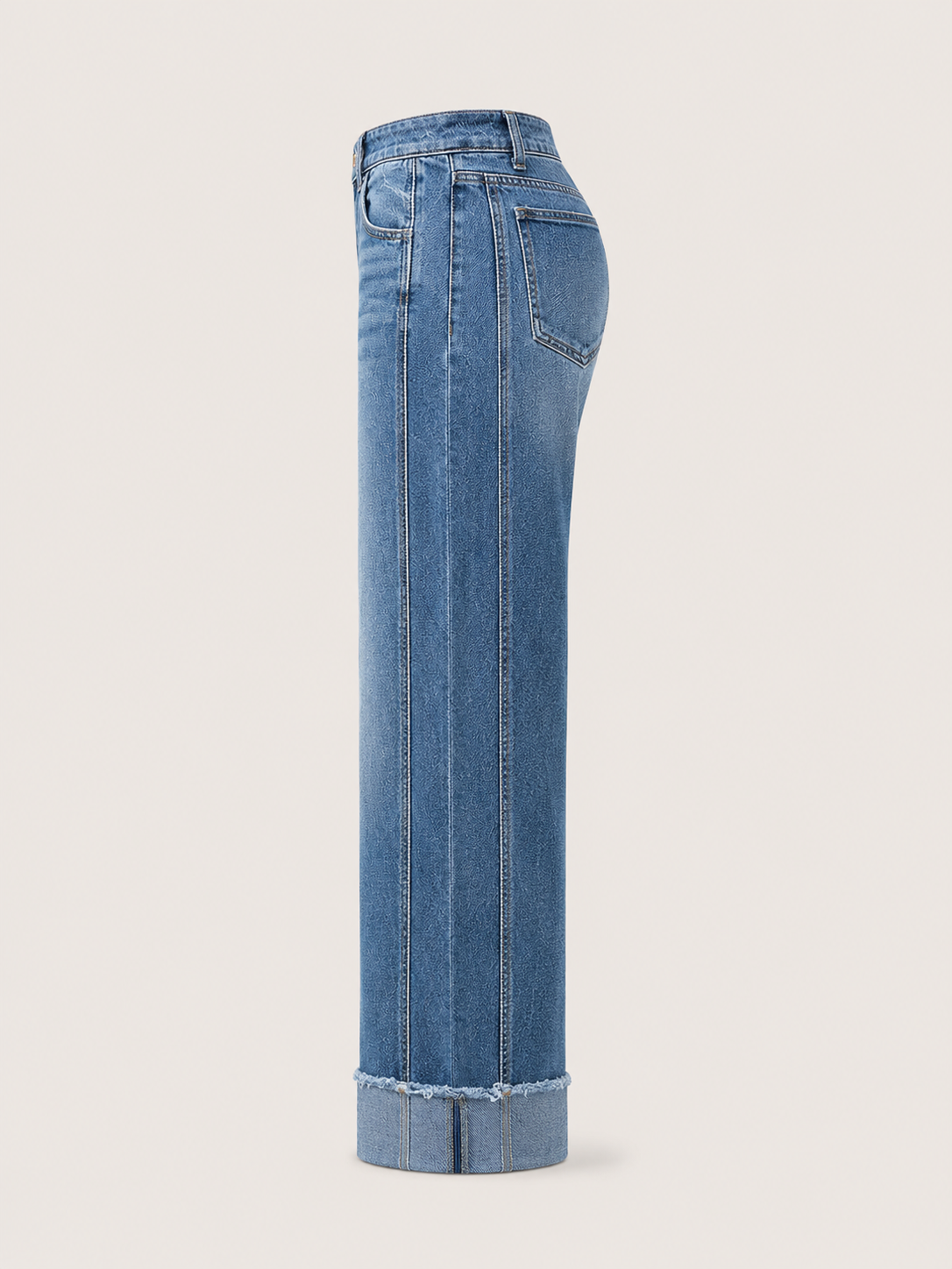 Mid-Rise Seamed Cuff Crop Straight Jeans