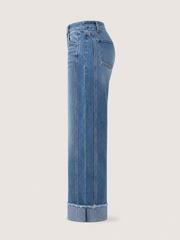 Mid-Rise Seamed Cuff Crop Straight Jeans
