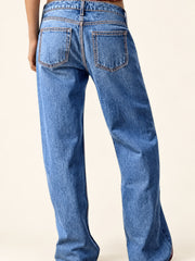 Vintage-Wash Wide-Leg Jeans — back view