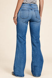 Rose-Embroidered Bootcut Jeans — back view