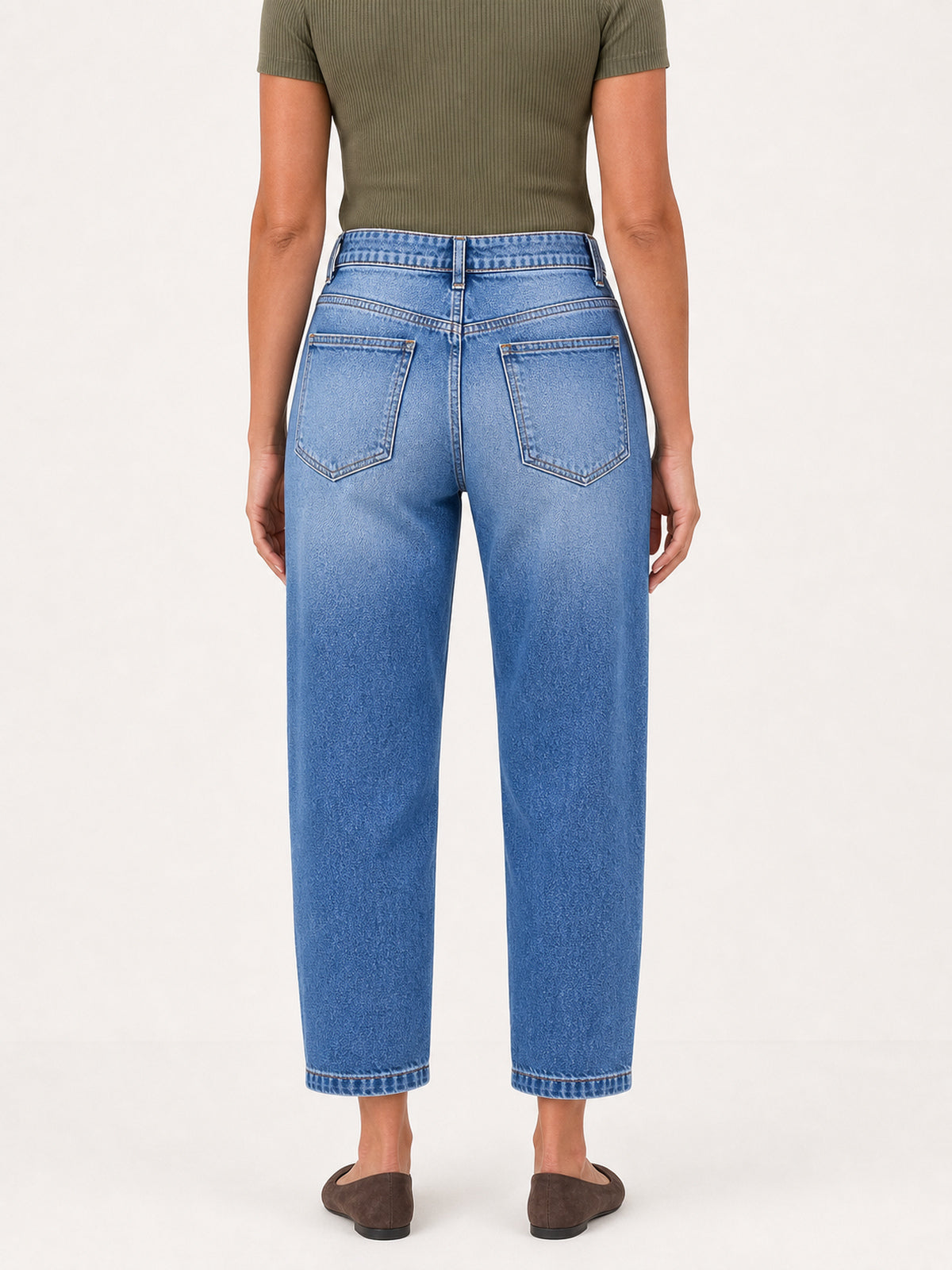 High-Rise Seamed Ankle Straight Jeans