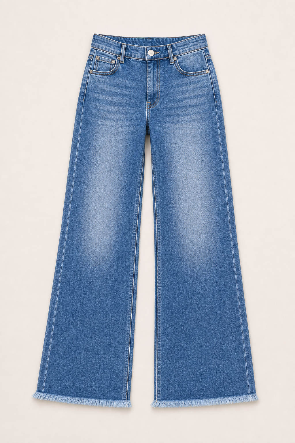 Mid-Rise Raw Hem Straight Jeans