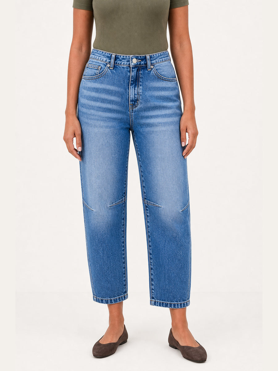 High-Rise Seamed Ankle Straight Jeans